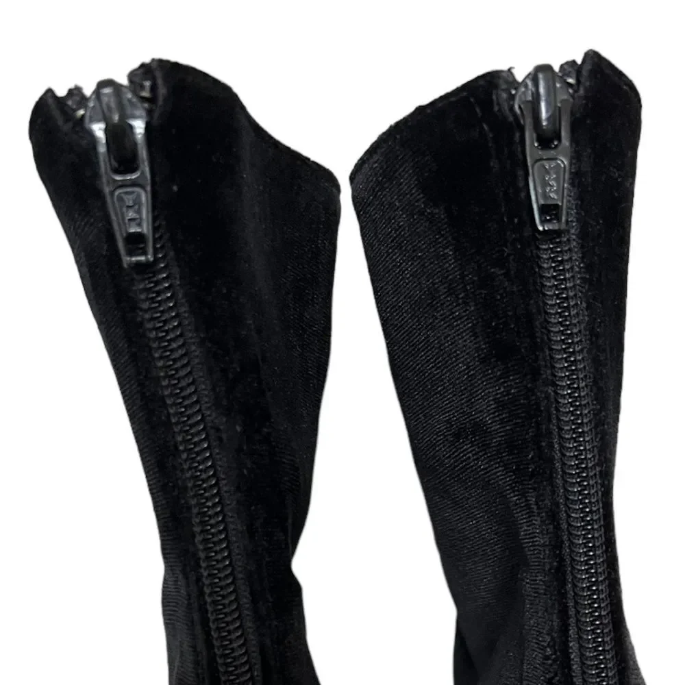 Free People Cecile Black Velvet Ankle Boots Size 11